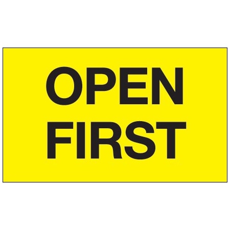 Bsc Preferred 3 x 5'' - ''Open First'' Fluorescent Yellow Labels DL1221